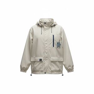 Disneyland Resort Windbreaker Jacket (S) Gray Hooded Lightweight Castle Graphic